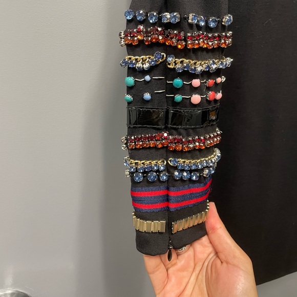 Cynthia Rowley Black Ponte Long Sleeve Embellished Cocktail Dress NWT Low Back - Picture 6 of 12